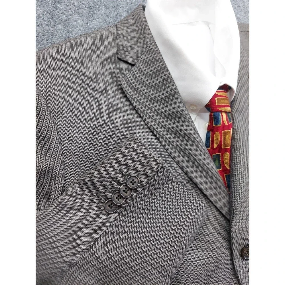 Banana Republic Blazer Jacket 40 Short Brown Herringbone 3 Button Notch